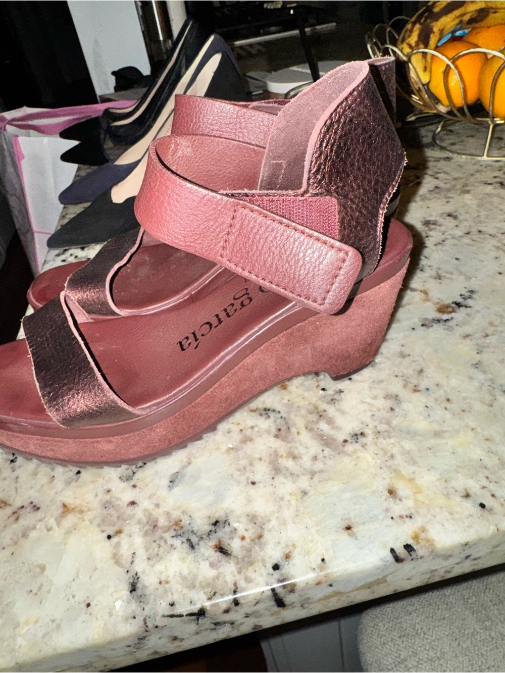 Women's Burgundy Leather Ankle-Strap Sandals - Picture 2 of 3